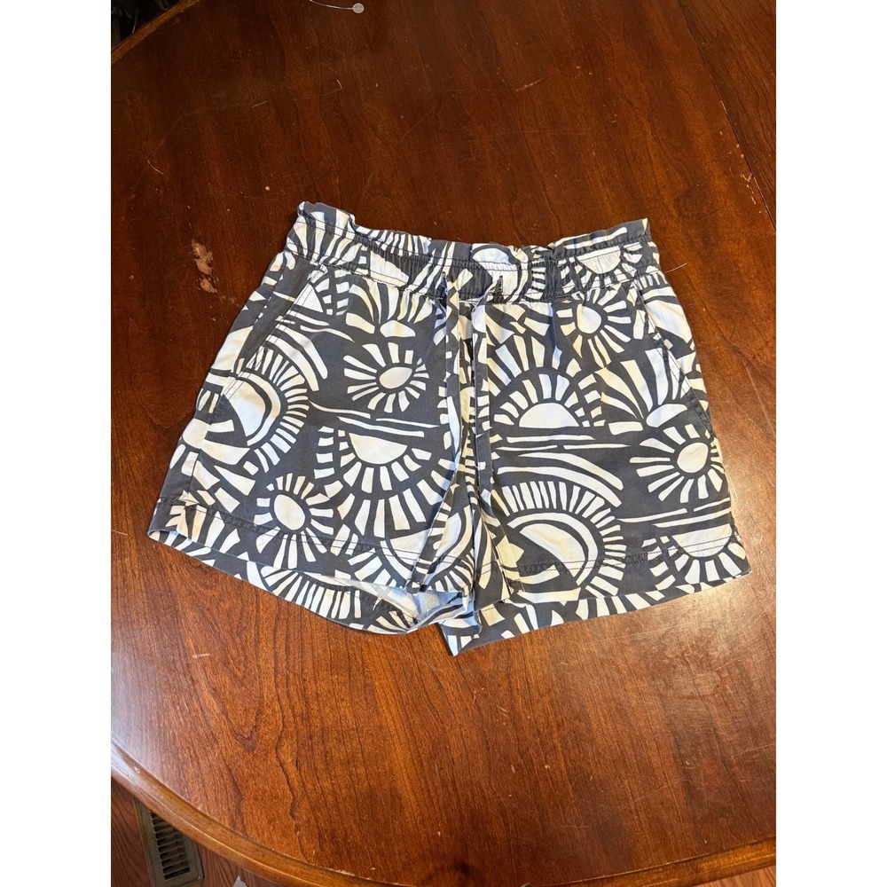 C&C California Women Grey White Sunburst Print Lyocell Drawstring Shorts Small
